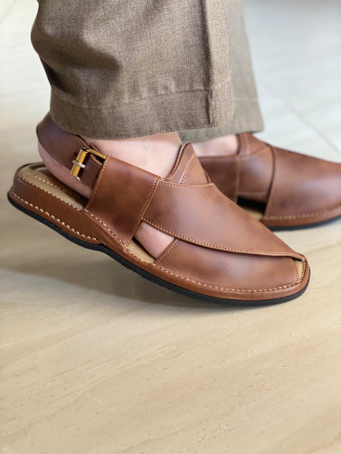 Legacy Leather — Classic Brown Charsadda Chappal