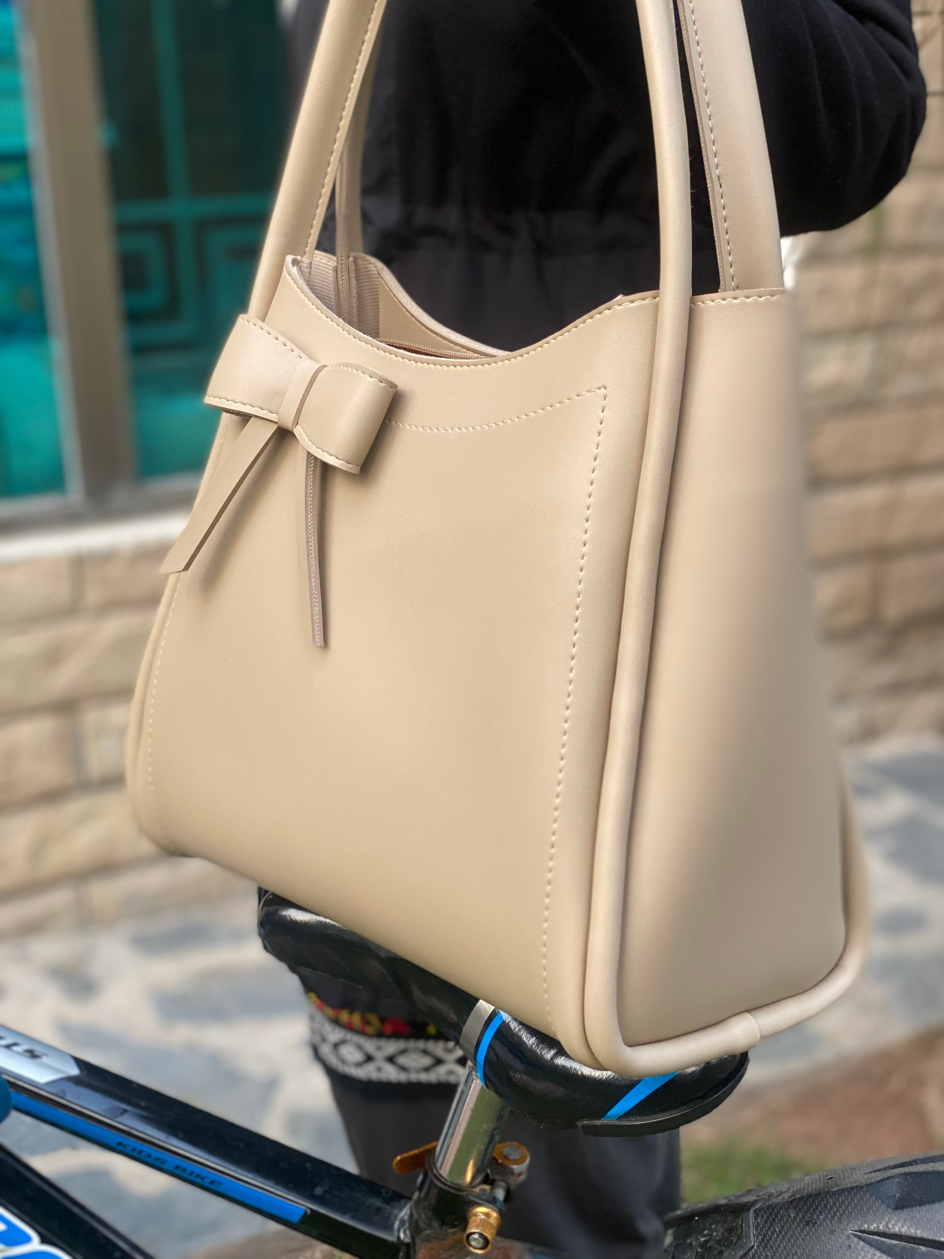 Cute Beige Bow Shoulder Bag - Lady's Fashion Tote