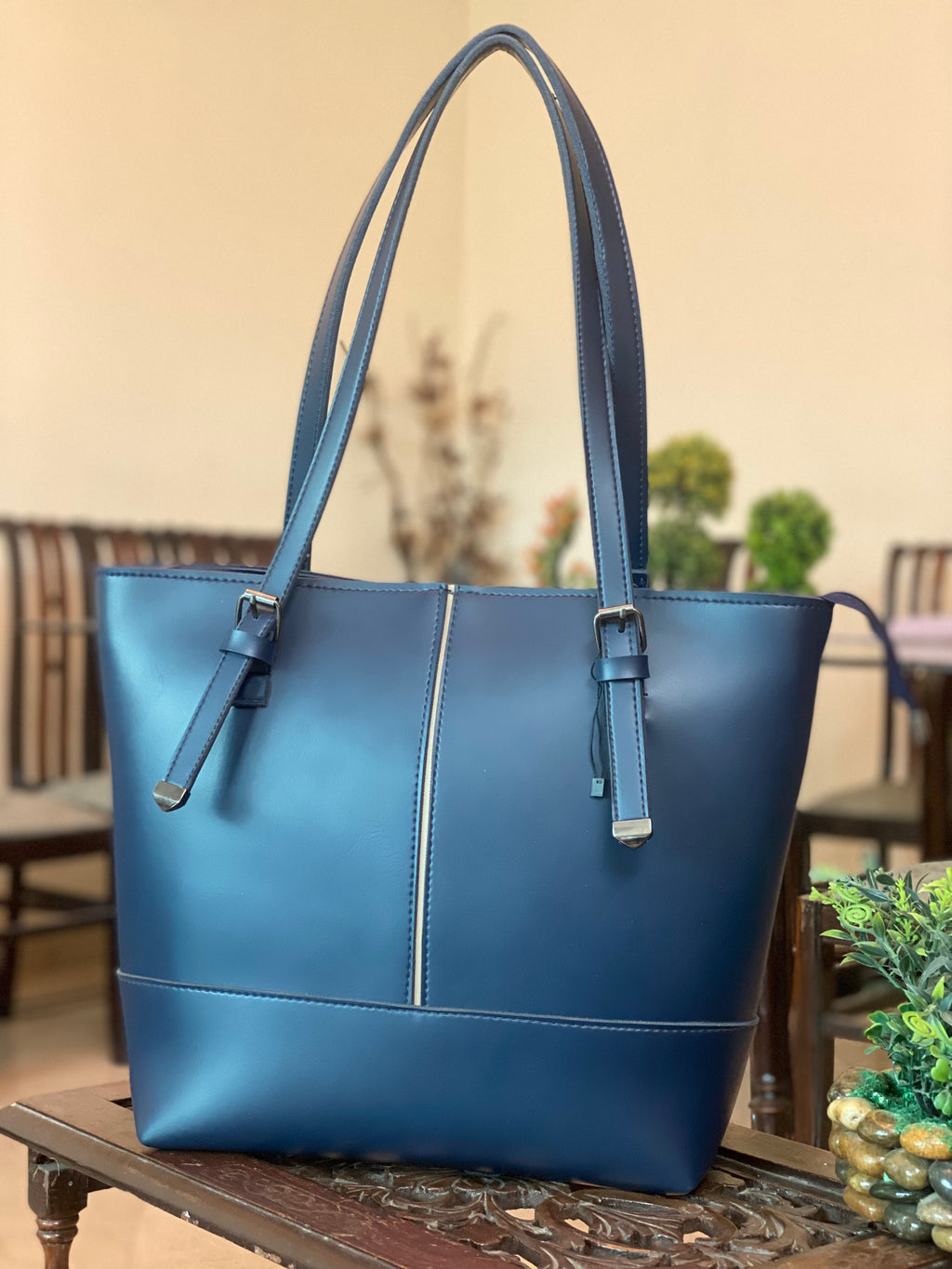Large Capacity Shopper Tote in Deep Blue
