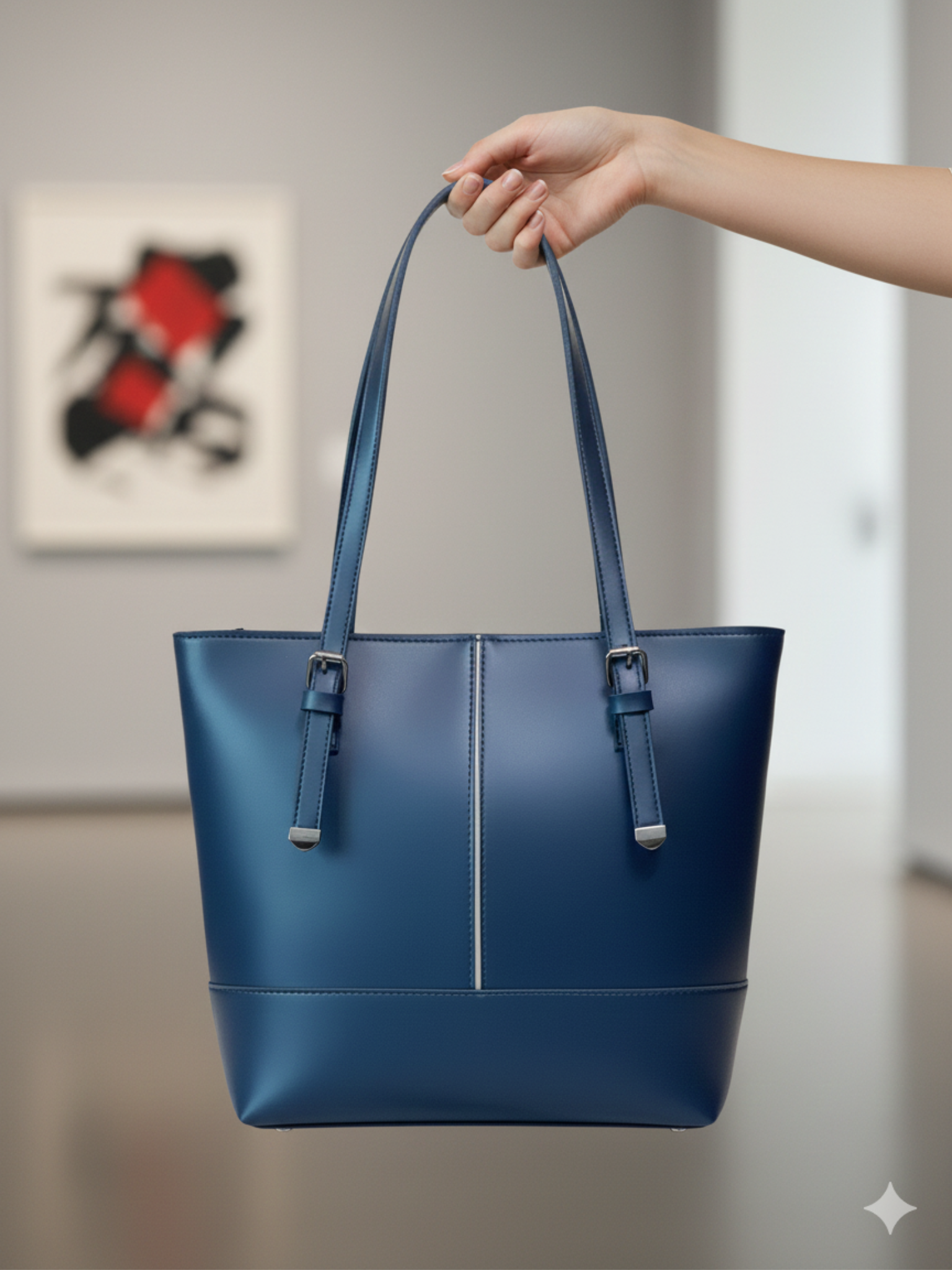 Large Capacity Shopper Tote in Deep Blue